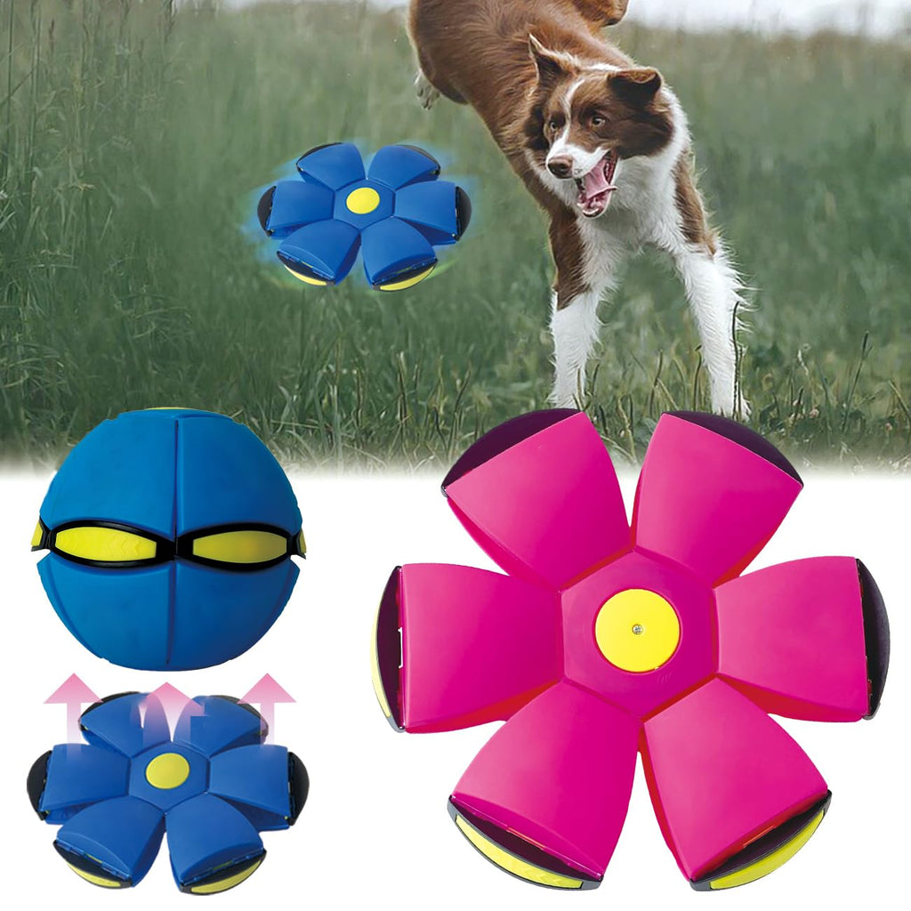 BADWALT FlidRunest 2PCS Pet Toy Flying Saucer, Flying Saucer Dog Toy with 3 Light for Interactive Dog, Cats, Children's Foot Ball, Outdoor Games, Camping Games