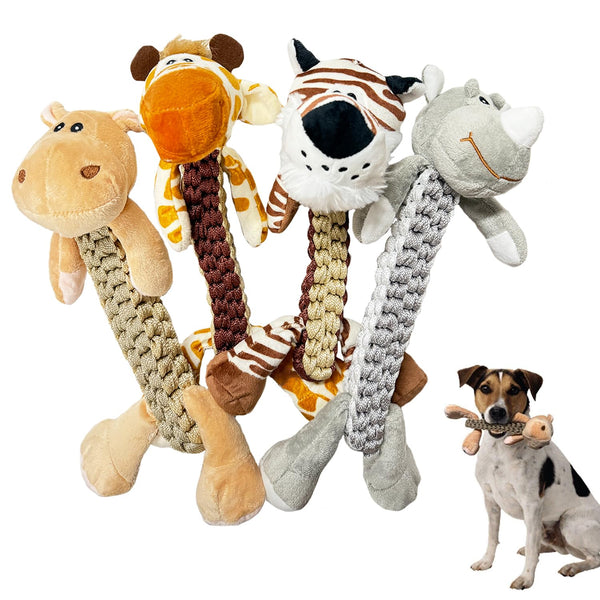 Hydrodogz [4 Pack Zoo Pals Rope Toys Animal Assortment Bundle for Small Medium and Large Dogs, Interactive Puppy Teething Durable Thick Chew Toys for Aggressive Chewers