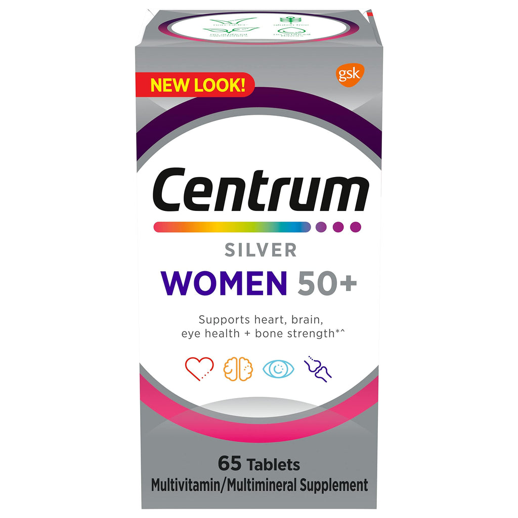 Centrum Silver Women's Multivitamin for Women 50 Plus, Multivitamin/Multimineral Supplement with Vitamin D3, B Vitamins, Non-GMO Ingredients, Supports memory and cognition in older adults - 65 Ct