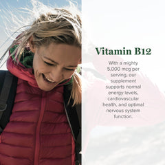 Global Healing Vitamin B12 Sublingual 5000 mcg Organic Liquid Supplement, Methylcobalamin, Adenosylcobalamin, Hydroxo Long-Lasting Energy and Healthy Metabolism - Vegan B12 Vitamins (1 Oz)