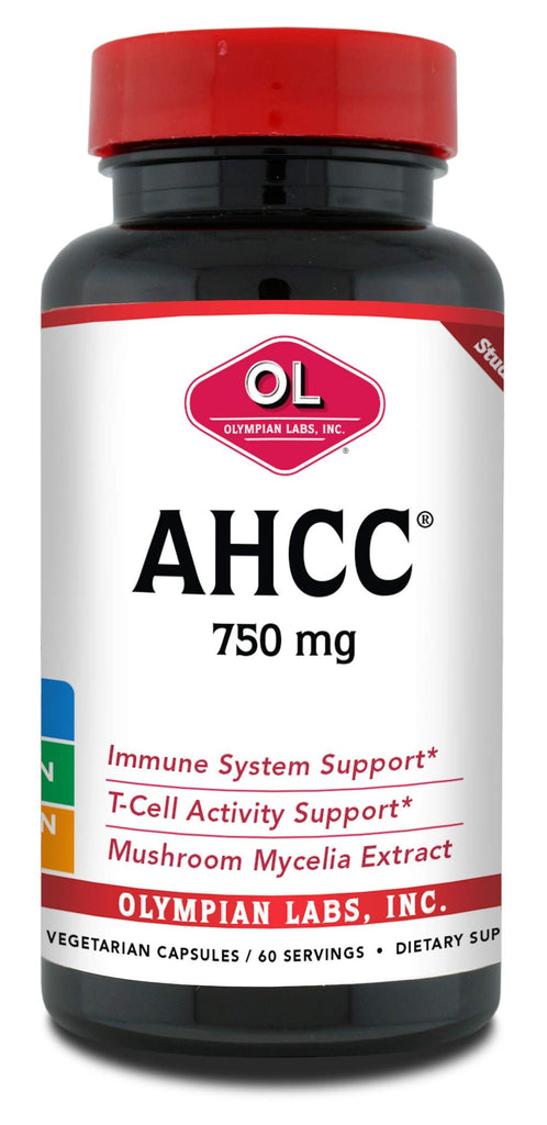 Olympian Labs Premium AHCC Supplement–750mg of AHCC per Capsule–Supports Immune Health, Liver Function, and Natural Killer Cell Activity- 60 Caps