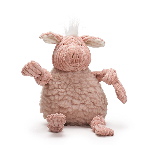HuggleHounds Knottie Plush Dog Toy - Dog Stuffed Animal Toy, Puppy Toys, Squeaky Dog Toy for Small, Medium & Large Dogs, Soft Fleece, Durable Plush to Keep Them Busy - Penelope Pig, Large