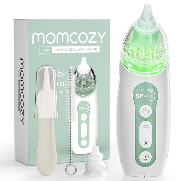 Momcozy Baby Nasal Aspirator, 3 Suction Levels Electric Nasal Aspirator for Baby, Newborn and Toddler, Portable Baby Nose Aspirator with Light Soothing and Music