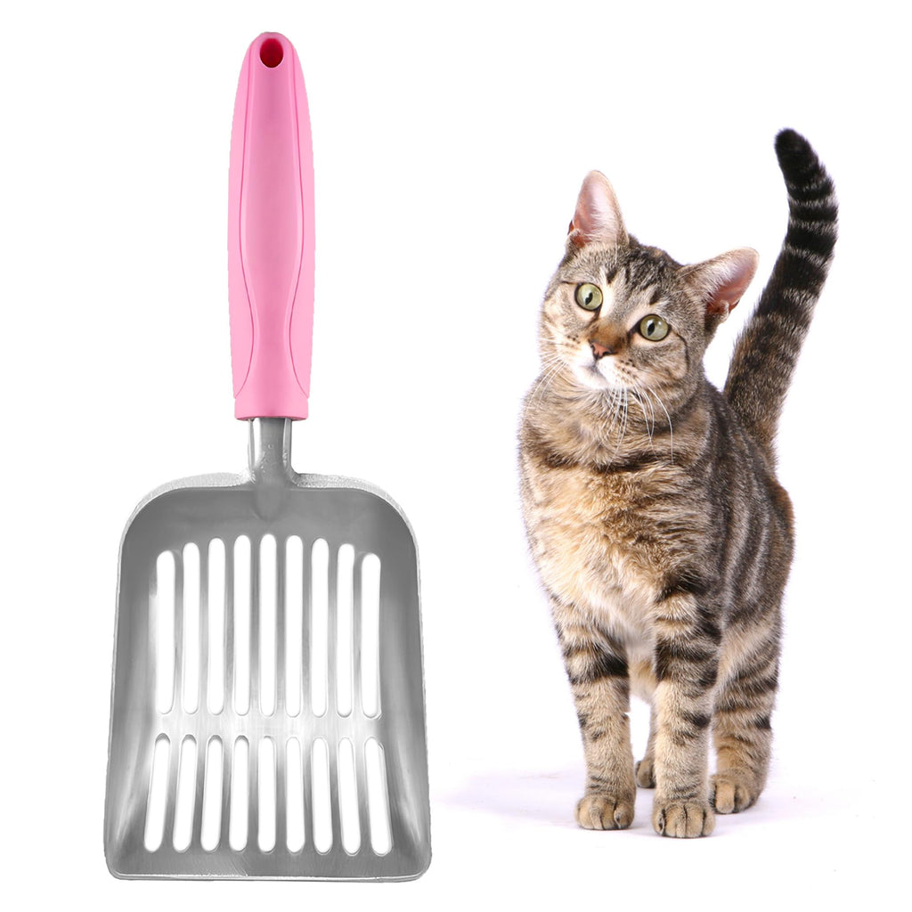 SunGrow Large Cat Litter Scoop, Life Transforming Cat Scooper, Reduces Hand Fatigue, Saves Clear Litter, Makes Scooping Faster and Easier (Pink, Small)