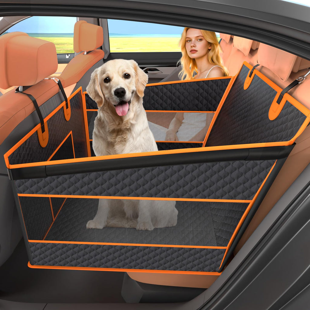 Instraella Dog Car Seat for Large Dogs, Back Seat Extender for Dogs, Foldable Pet Car Seat with Waterproof Oxford Fabric and Non-Slip Bottom, All-Around Protection and Strong Support