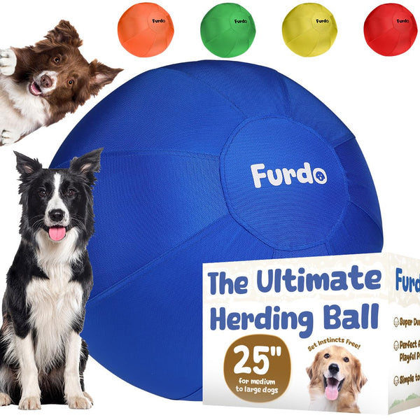 Furdo 25" Herding Ball for Dogs, for Australian Shepherd, for Cattle, for Border Collie, for Blue Heelers & Other Medium to Large Dogs, Herding Dog Ball, Herding Dog Toys, Horse Ball - Blue