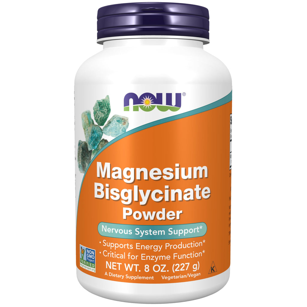 NOW Foods Supplements, Magnesium Bisglycinate Powder, Enzyme Function*, Nervous System Support*, 8-Ounce