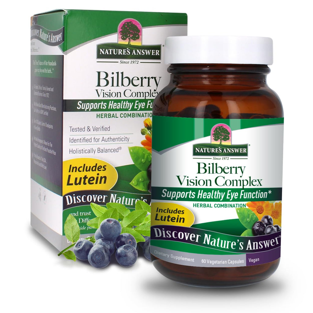 Nature's Answer Bilberry Vision Complex for Eyes Vegetarian Capsules, 60-Count | Promotes Overall Eye Health