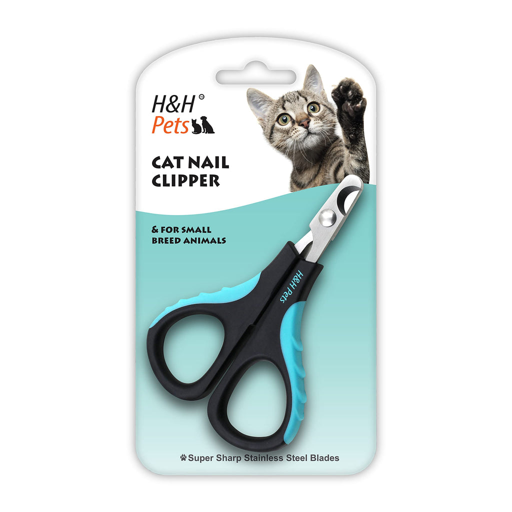 Cat Nail Clipper by H&H Pets - Professional Sharp Stainless Steel Claw Clipper Trimmer with Sturdy Non Slip Handles - for Cats & Small Animal at Home Grooming Accessories