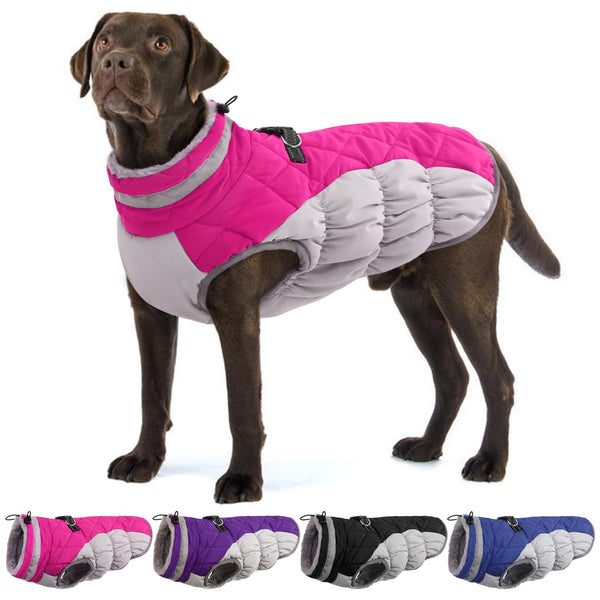 OUOBOB Dog Winter Jacket Cozy Reflective Waterproof Windproof Warm Pet Garment,Comfortable Cold Weather Fleece Apparel Outfits with Zipper Closure for Small Medium Large Dogs Puppy Walking,X-Large