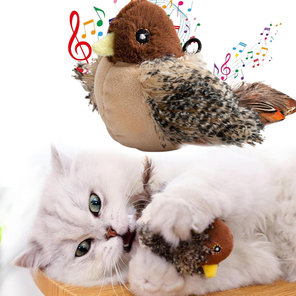 PetsBoro FeatherFun Flyer, Upgraded Simulated Chirping Bird Cat Toy, Bird Chirping Cat Toy, Flying Bird Cat Toy,Flapping Bird Cat Toys for All Breeds Cat Toy Flapping Wing