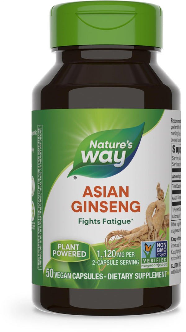 Nature's Way Asian Ginseng, Fights Fatigue*, 1,120mg per serving, 50 Capsules