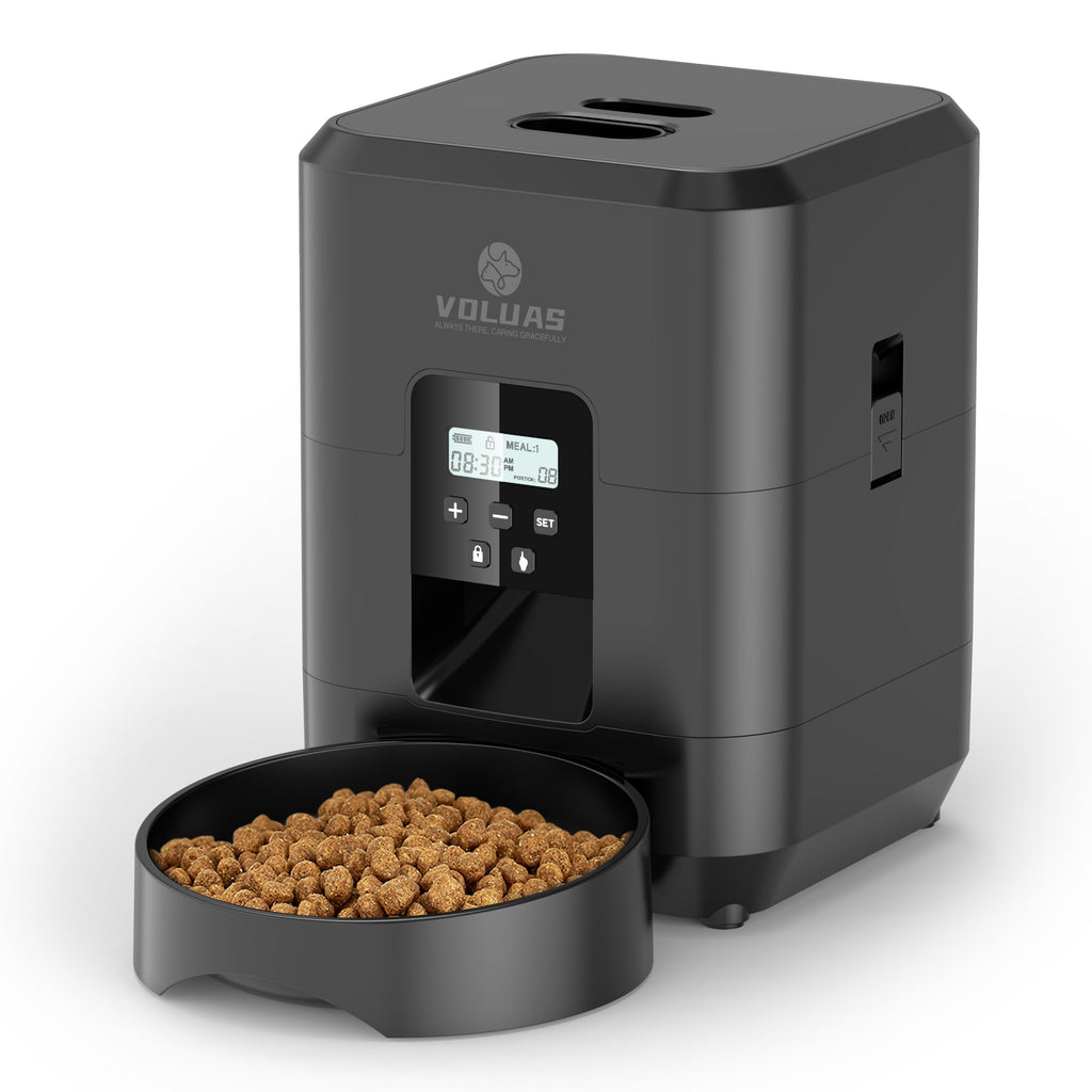 VOLUAS Automatic Cat Feeder - Automatic Pet Feeders for Cats and Dogs, Pet Food Dispenser for Dry Food, Timed Pet Feeders with Memory Function, 2L Auto Feeder