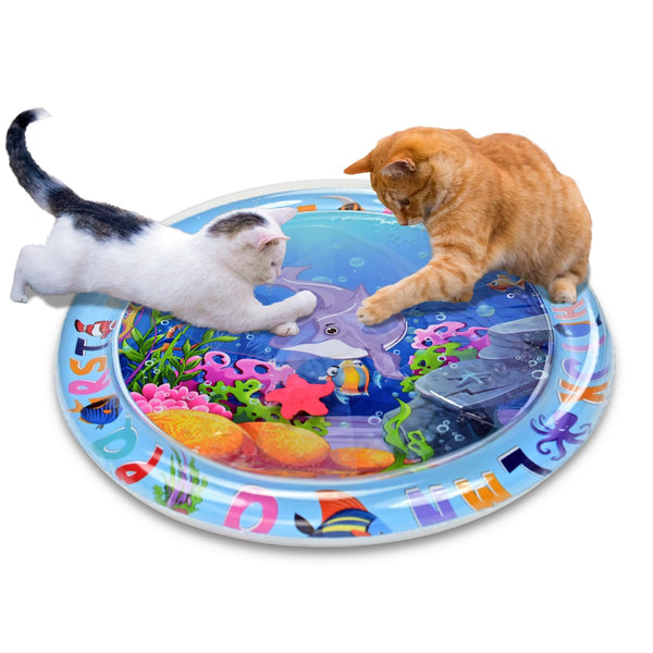 AnGooGoo Water Sensory Play Mat for Bored Cats, Interactive Cat Enrichment Toys for Indoor Cats, Upgraded Thickened Inflatable Water Mat for Cats, Comfortable Mat for Cats in All Seasons