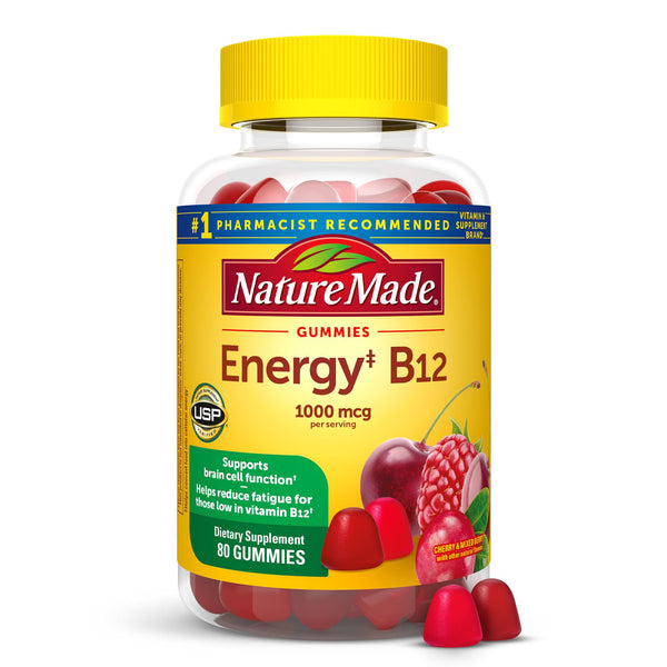 Nature Made Energy B12 1000 mcg, Dietary Supplement for Energy Metabolism Support, 80 Gummies, 40 Day Supply