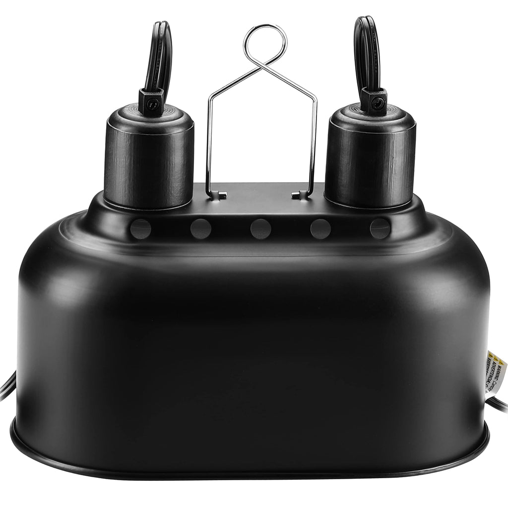 Simple Deluxe Dual Reptile Light Fixture with Separate Switches, Aluminum Reflector 100W Double Dome Heat/UVB Lamp, for Small Animal Terrarium and Tortoise Habitat