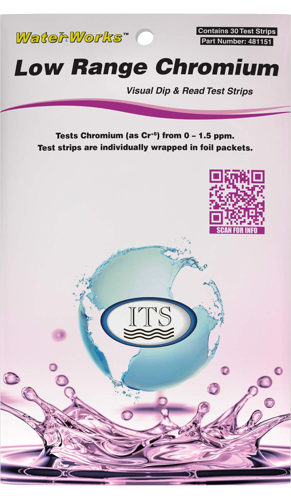 WaterWorks Low Range Chromium Test Strip| 30 Individually Wrapped Test Strips in Pocket Pack | Test Hexavalent Chromium | Lowest Detection