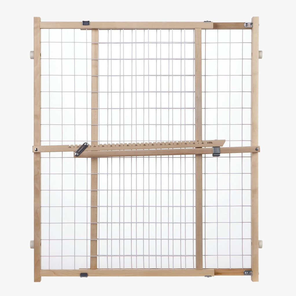 Toddleroo by North States Extra Wide Wire Mesh Wooden Baby Gate: 29.5"-50" Wide. Pressure Mounted Baby Gate for Doorway. (31" Tall, Sustainable Hardwood)