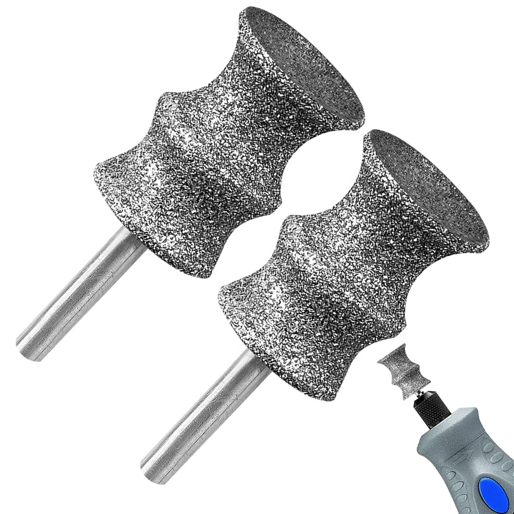 KITGUARD Diamond Dremel Dog Nail Grinder Bits for Rotary Tool-1/8'' Dremel Dog Nail Grinder Attachment-Pet Nail Grinder Bit Work for Animals Nail Care 2-Pack (C)