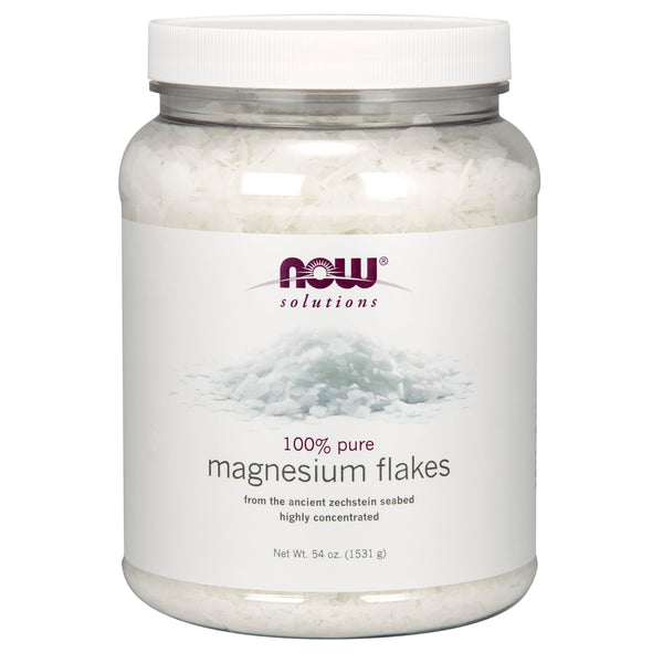 NOW Foods Solutions, Magnesium Flakes, 100% Pure, from the Ancient Zechstein Seabed, Highly Concentrated, 54-Ounce