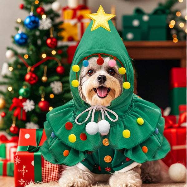 BABORUI Christmas Tree Dog Costume - Small Dog & Cat Christmas Tree Outfit, Pet Cosplay Costume for Parties