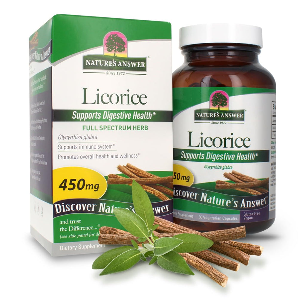 Nature's Answer Licorice Root 90 Capsules - Digestive, Immune, and Respiratory Support - Vegetarian, Vegan, Gluten Free, Kosher Licorice Root Capsules - Supports Skin
