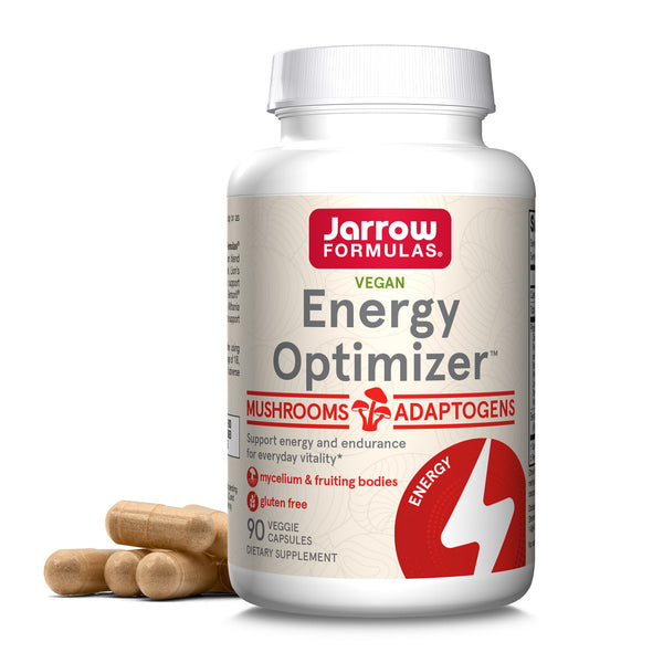 Jarrow Formulas Energy Optimizer with Cordyceps, Reishi, Lions Mane, Shiitake, King Trumpet, and Turkey Tail Mushrooms, Dietary Supplement with Ashwagandha, 90 Veggie Capsules, 30 Day Supply
