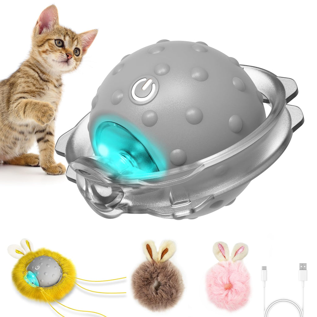 Sofolor Motion Activate Interactive Cat Toys - Automatic Moving Ball Toys for Indoor Cats, Self Rotating Ball with Lights, Electric Cat Mice Toys, USB Rechargeable, Auto On/Off