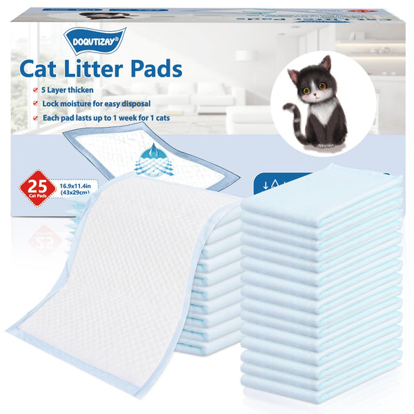 Cat Pad Refills 25 Count Super Absorbent Pee Pads for Cats Enhanced Odor Control with Light Scent 16.9" x 11.4" Compatible with Tidy Cats Breeze Litter System
