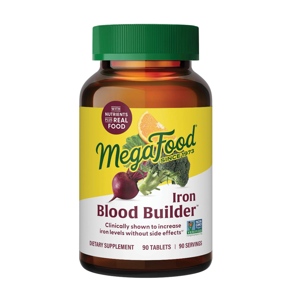 MegaFood Blood Builder - Iron Supplement Clinically Shown to Increase Iron Levels without Side Effects - Iron Supplement for Women with Vitamin C, Vitamin B12 and Folic Acid - Vegan - 90 Tabs