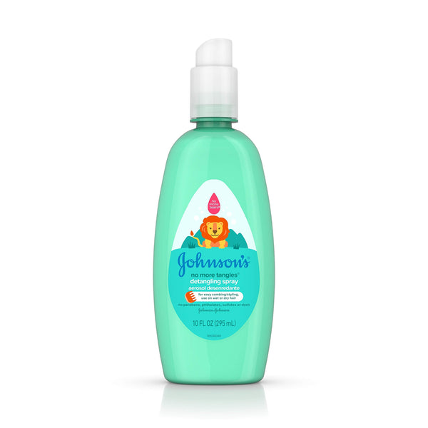 Johnson's No More Tangles Toddler & Kids Detangling Spray to Unlock Knots in Hair, Hypoallergenic & Paraben-Free, No More Tears Tear-Free Formula For Wet or Dry Hair, 10 fl. oz