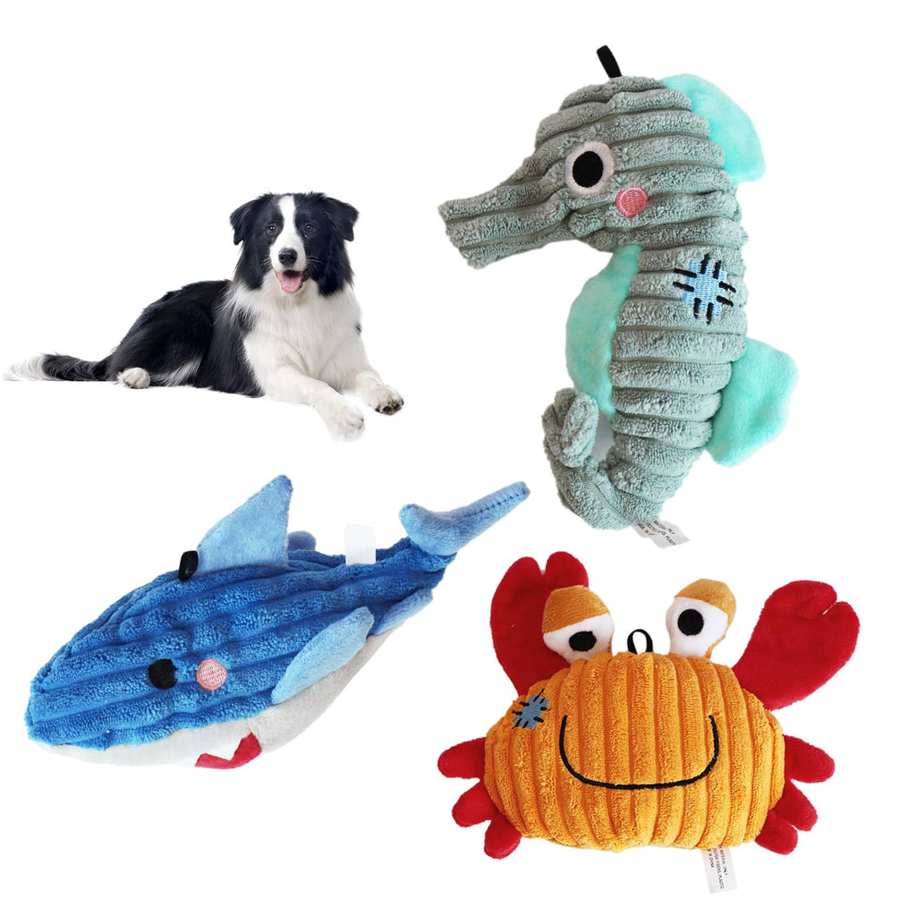 Plush Toys for Small and Medium Dogs Cute Squeaky Dog Toy for Puppies Durable Fabric Crinkle Paper chew Toys (3 Pack)