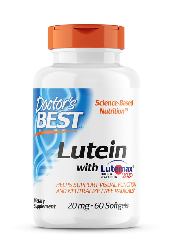 Doctor's Best Lutein Featuring Lutemax, Non-GMO, Gluten Free, Eye Health, 20 mg, 60 Softgels