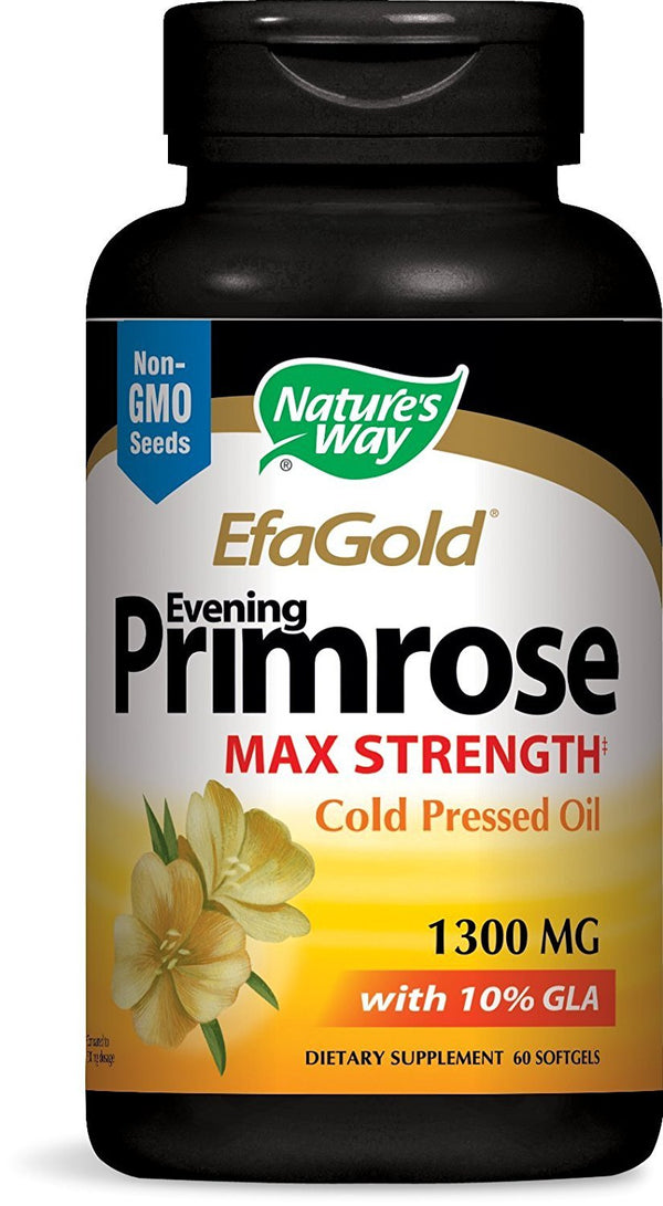 Nature's Way Evening Primrose Oil, Cold Pressed, 120 mg GLA per Serving‡, 60 Softgels (Packaging May Vary)