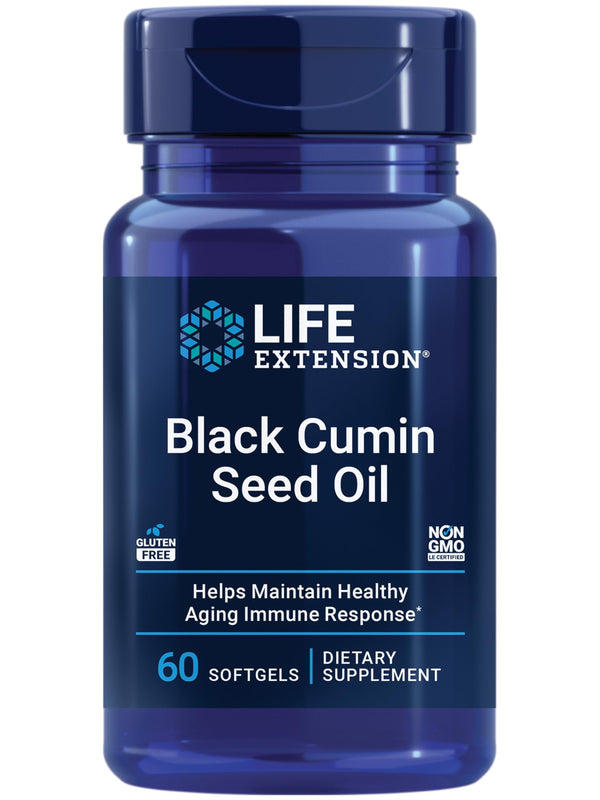 Life Extension Black Cumin Seed Oil, black cumin, immune health support, whole-body health, healthy aging, gluten free, non-GMO, 60 softgels