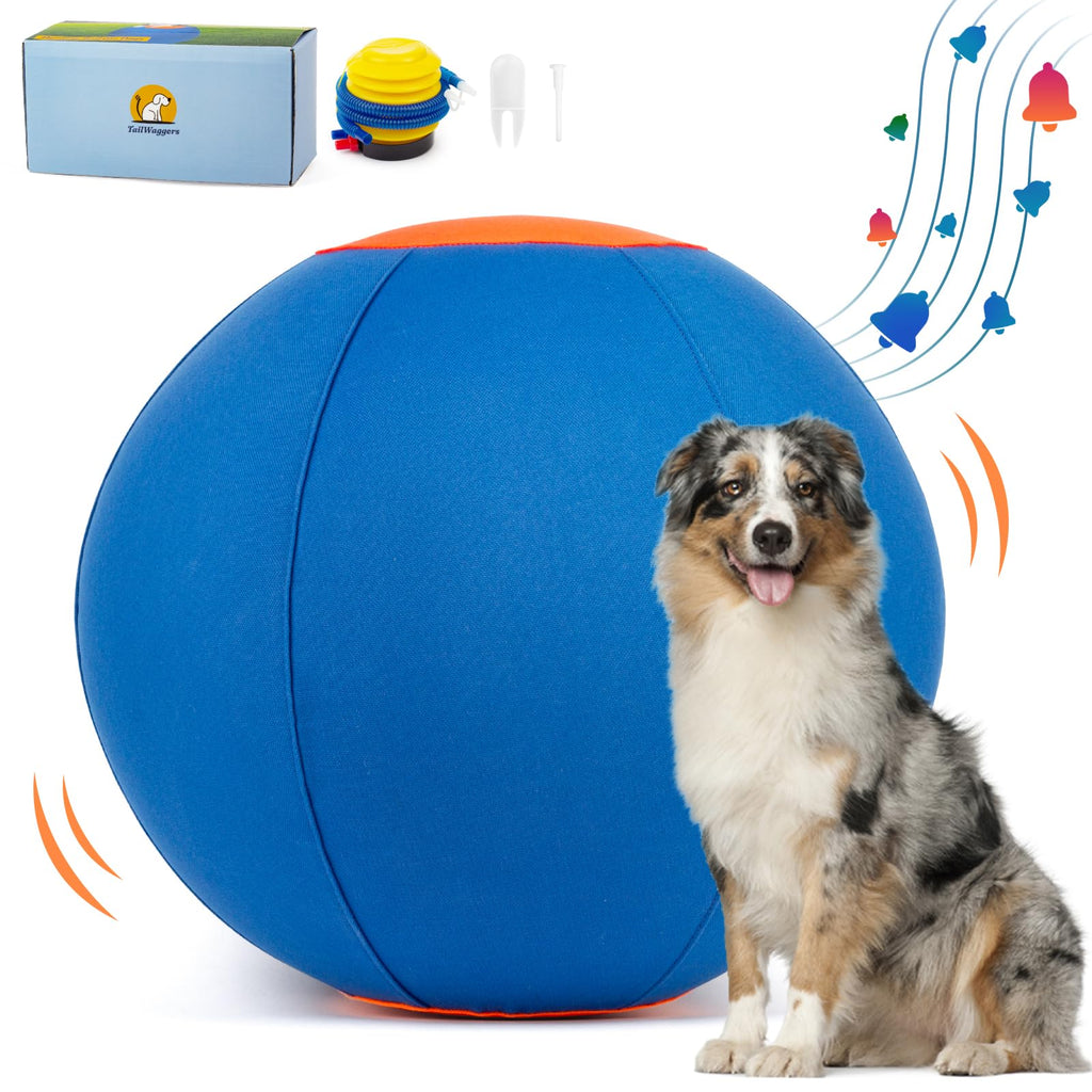 TailWaggers Jingle Herding Ball for Dogs,Durable Cover for Long-Lasting Dog Toys, for Exercise andEntertainment Dogs in Backyard-18in