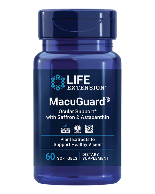 Life Extension MacuGuard Ocular Support with Saffron & Astaxanthin – Eye Health Supplement for Healthy Vision – with lutein, zeaxanthin, meso-zeaxanthin – Gluten-free, Non-GMO – 60 softgels