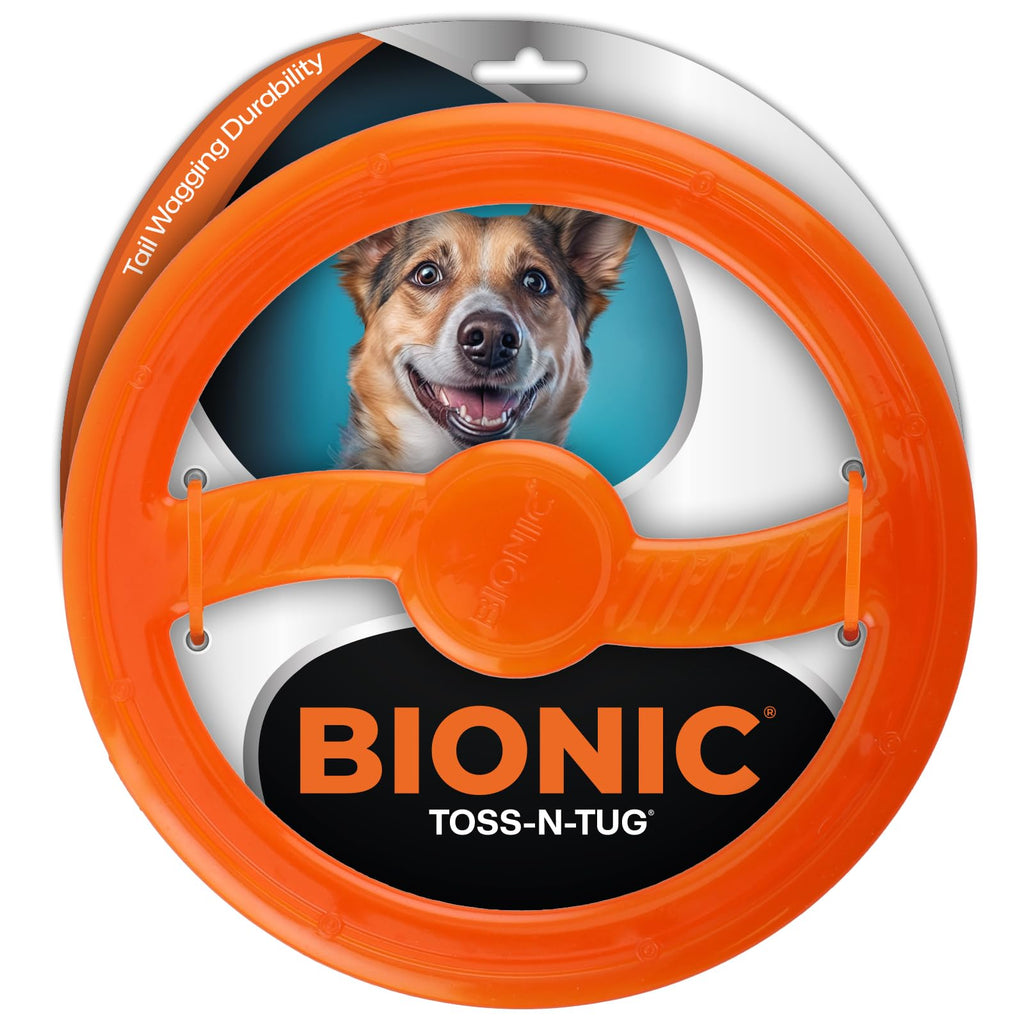 BIONIC Toss-N-Tug Dog Toy - High-Visibility Ultimate Multi-Action Dog Toy