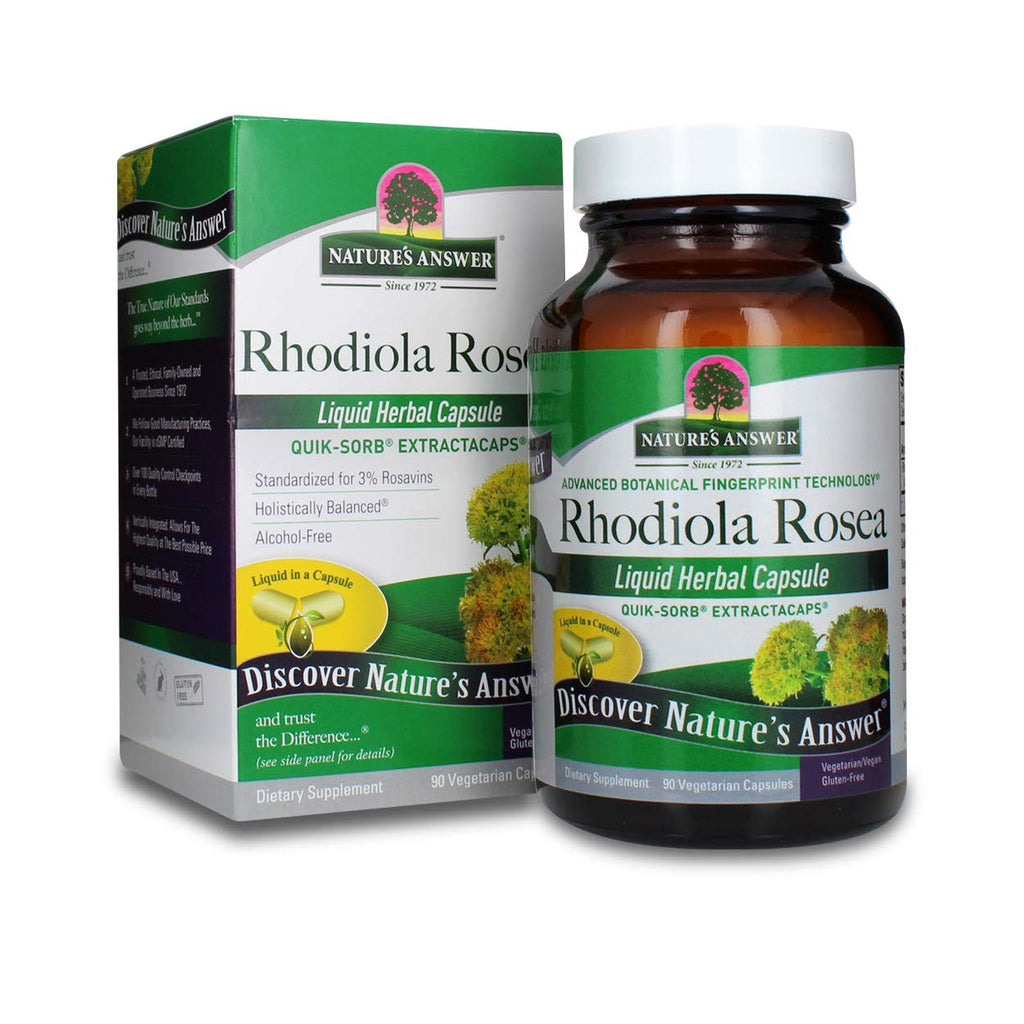 Nature's Answer Rhodiola Rosea Extract | Dietary Supplement | Supports a Healthy Response to Stress | Alcohol-Free & Kosher Certified | Vegetarian Capsules 90ct