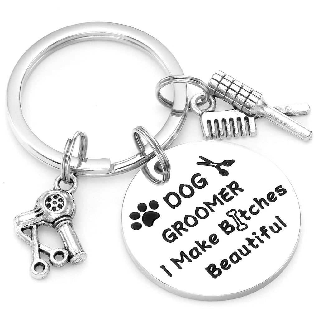 Kivosliviz Dog Groomer Gifts Keychain for Dog Groomers Women Men Key Chains Dog Stylist Presents Dog Grooming Items Pet Hair Groomer Keyring Jewelry Dog Groomer keychain