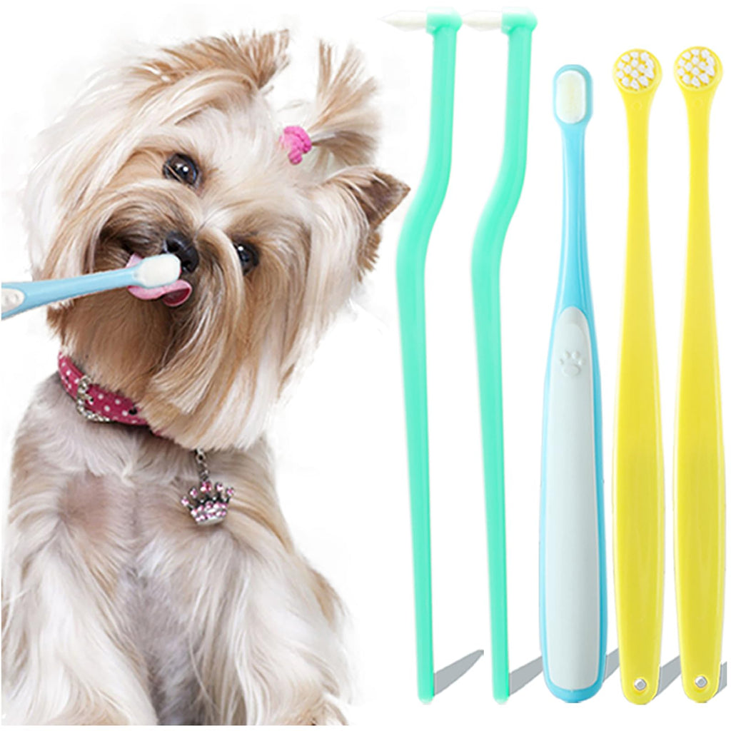 MoonyMars Dog Toothbrush Small Breed Cat Toothbrushes, Puppy Tooth Brushing Kit, Tiny Dog Tooth Brush, Micro Head Deep Teeth Cleaning Brushes for Mini Pet Doggie Kitten, Soft Bristles, 5 PCS