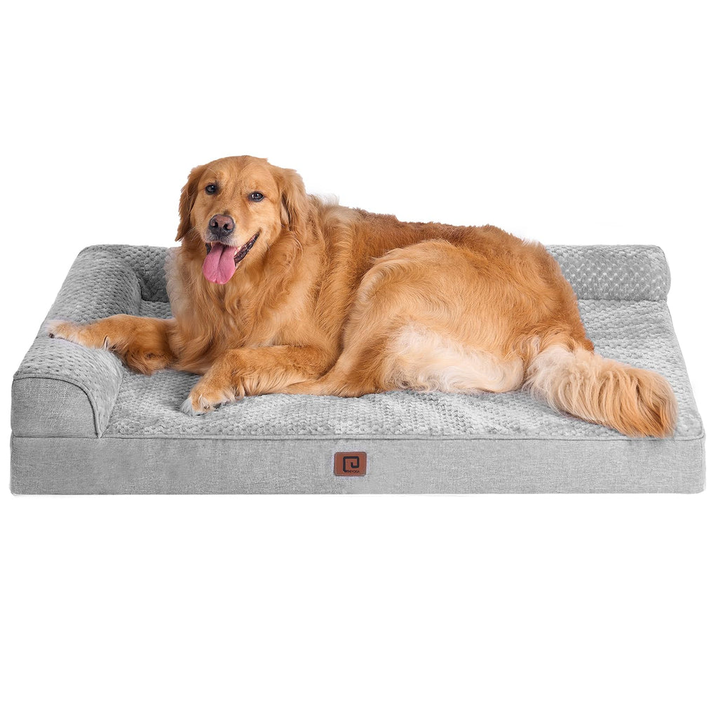 EHEYCIGA Memory Foam Dog Bed XLarge Sized Dogs, Extra Large Dog Bed Orthopedic with Washable Removable Cover, Waterproof XL Pet Bed Couch, 44x33x6 Inches, Grey