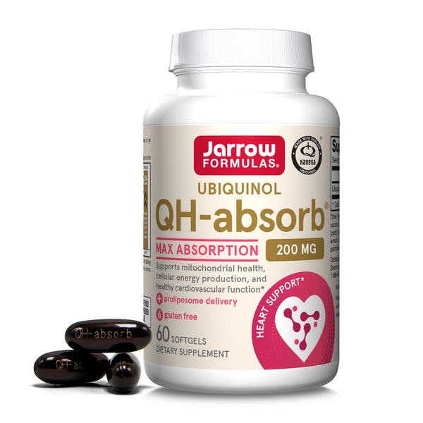 Jarrow Formulas QH-Absorb, 200 mg, Ubiquinol Dietary Supplement for Healthy Cardiovascular Function, 60 Softgels, 60 Day Supply