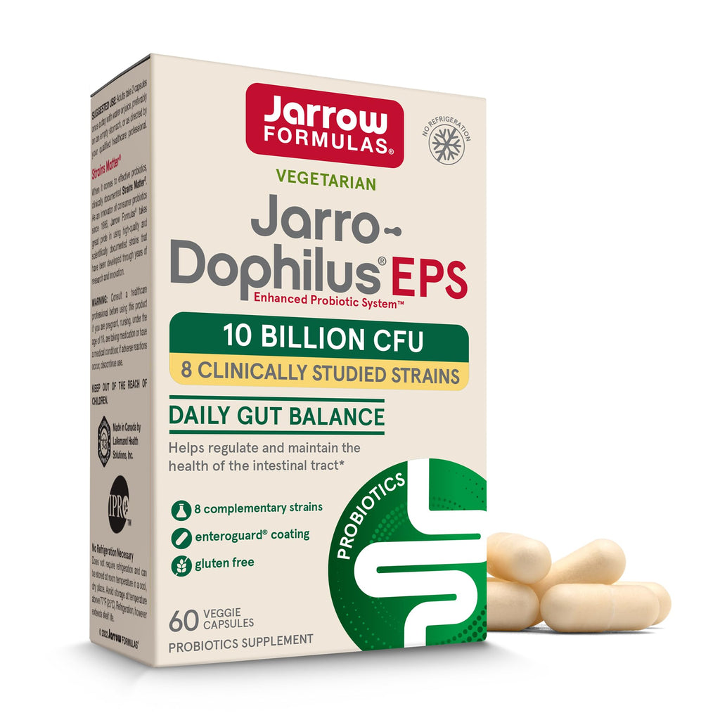 Jarrow Formulas Jarro-Dophilus EPS Probiotics 10 Billion CFU for Intestinal Tract Support, Probiotic Supplement for Gut Health for Women and Men, 60 Veggie Capsules, Up to a 30 Day Supply