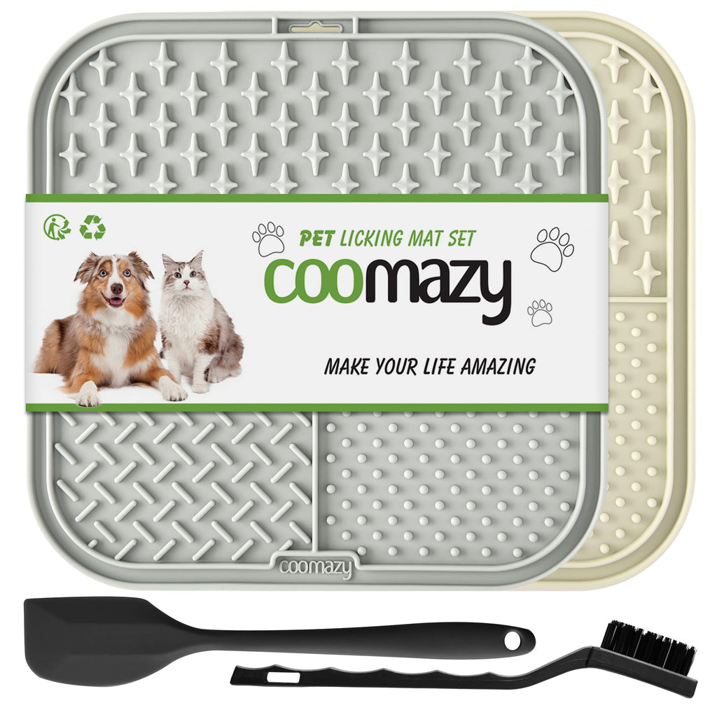 Coomazy Lick Mat for Dog and Cat, Slow Feeder & Non-Slip Design, Boredom and Anxiety Reducer, Suitable for Food, Treats, Yogurt, Peanut Butter and Liver Paste, Non-Toxic, 2-Packs