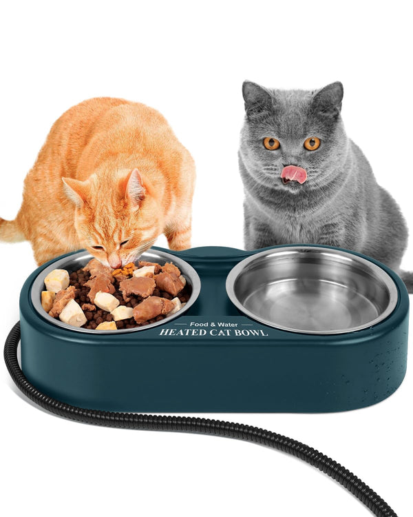 Clawsable Heated Water Bowl for Outdoor Cats With Removable Stainless Bowls, Coldproof & BPA Free, Waterproof Pet Bowl Heater for Chickens Rabbit, Bird Bath for Winter (27 oz)