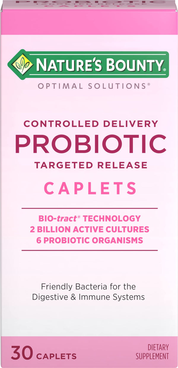 Nature's Bounty Probiotic, Controlled Delivery Dietary Supplement, Supports Digestive,Intestinal and Immune Health, 30 Caplets