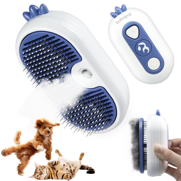 Bobopal Cat Steam Brush, 3 In 1 Cat Brush for Shedding, Self-Cleaning Cat Dog Grooming Brush, Steamy Pet Brush for Long & Short Haired Cats & Dogs Hair Removal Comb with Water Tank Anti-Static