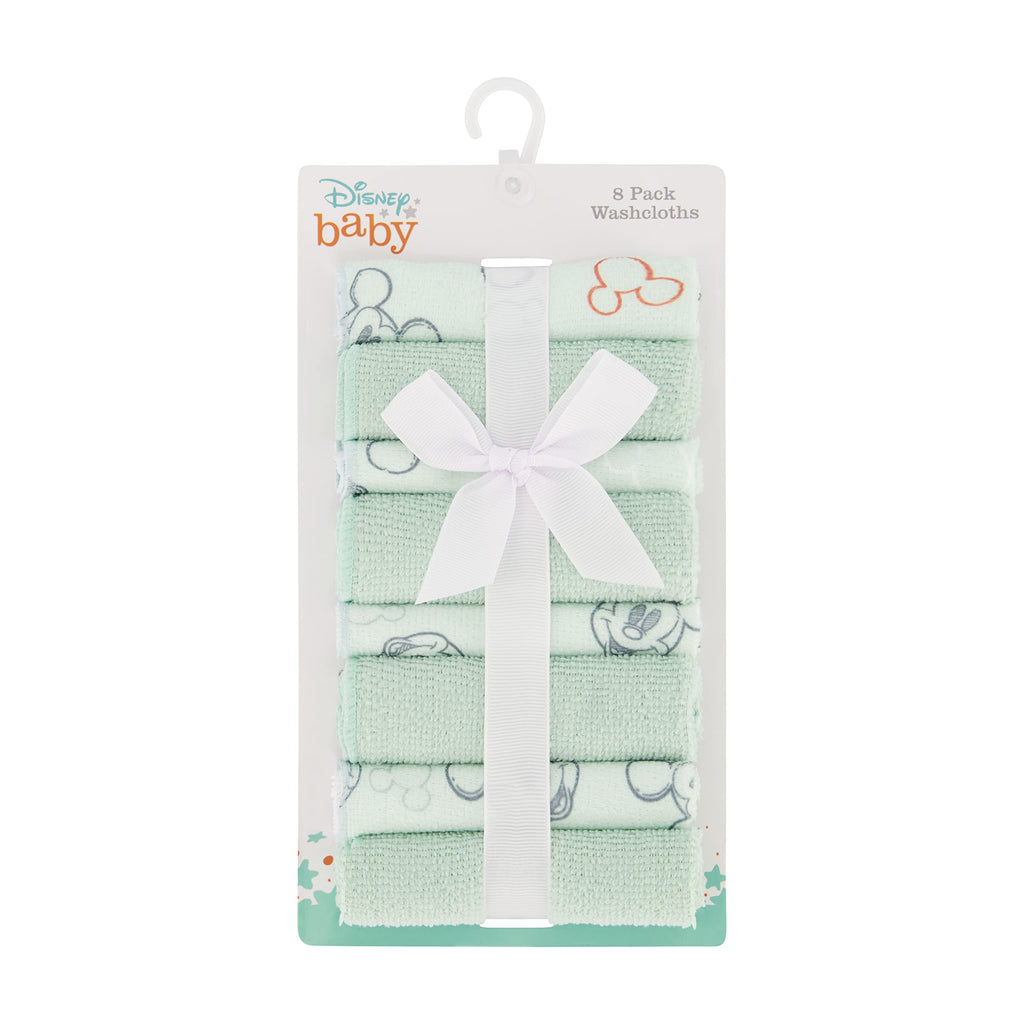 Disney Cudlie Baby Washcloths with Nursery Characters | 8 Pack of Kids Washcloths for Bath and Baby Stuff for Newborns
