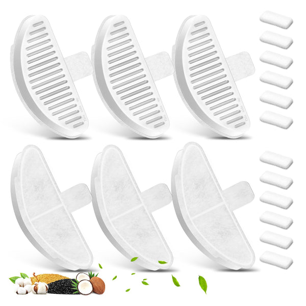 6 Pack Replacement Filters & 12 Pack Filter Sponges for 67oz/2L Wireless Automatic Pet Fountain, BFLICROY Cat Water Fountain Filter, Pet Water Fountain Filters with 6 Layers Filtration System